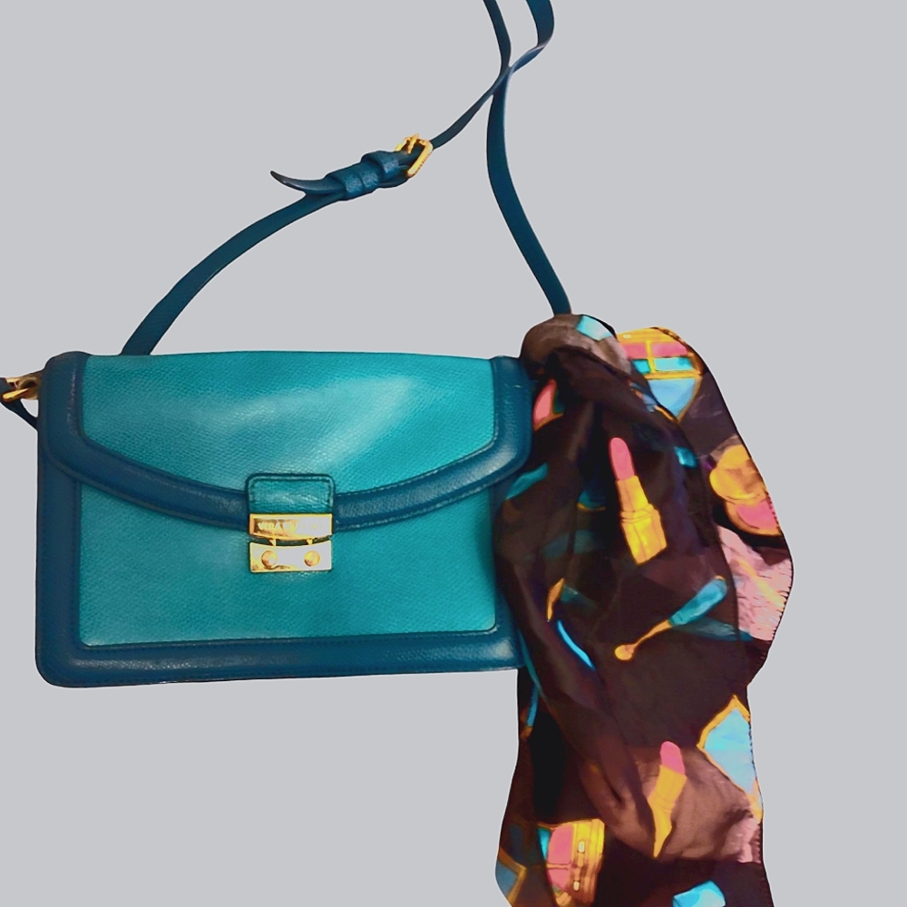 Vera Bradley Teal Leather "Tess" Crossbody